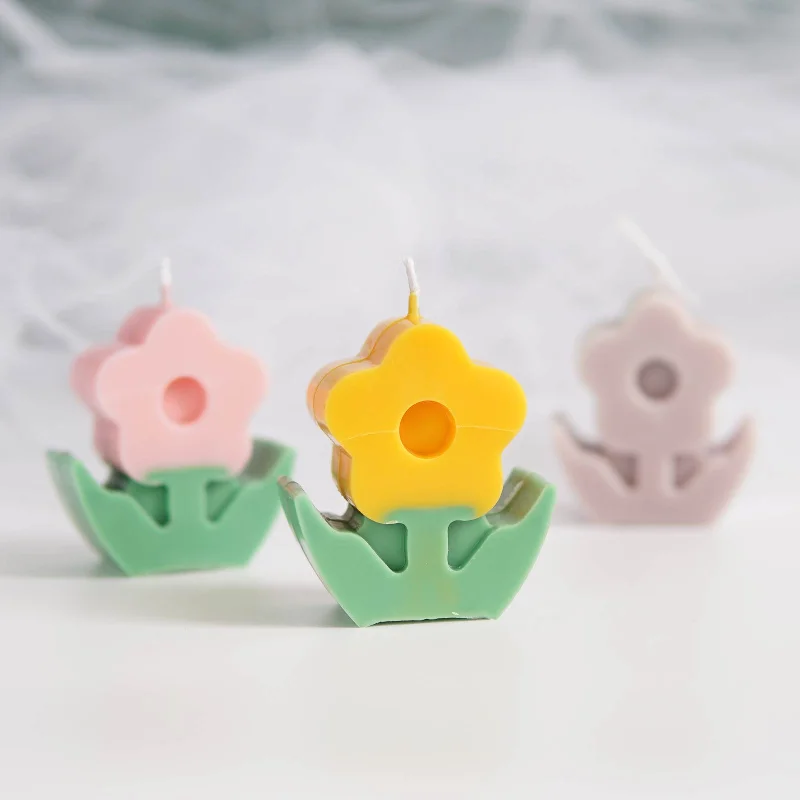 

DIY Flower Candle Mold Handmade Candle Pc Mold 3D Stereo Little Flower Aromatherapy Candle Mold Plastic Mold resin mold