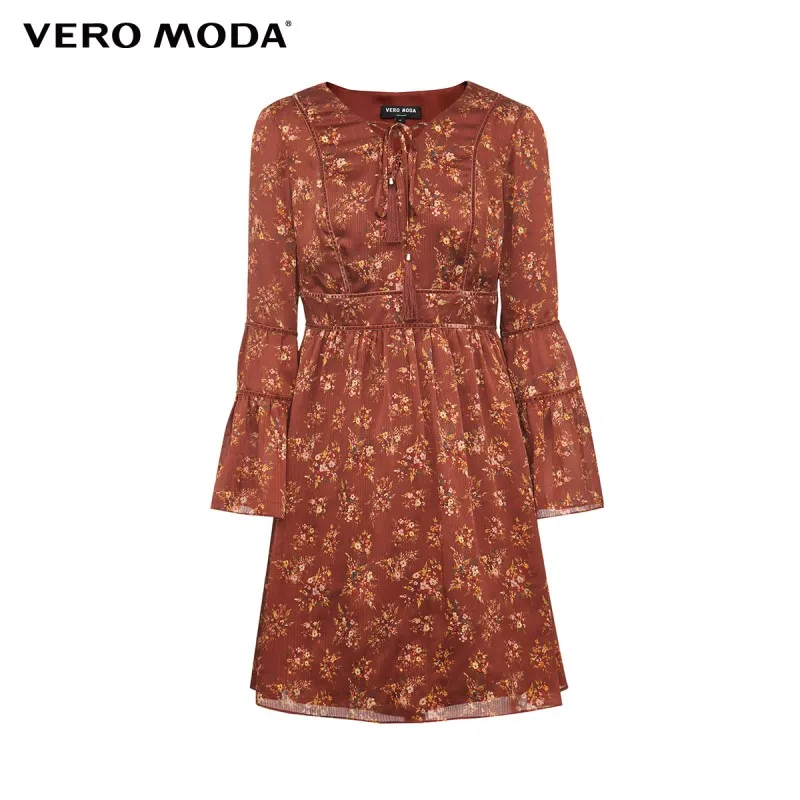 

Vero Moda Women Vintage Floral V-Neck Petal Flare Sleeves Dress | 32027D505