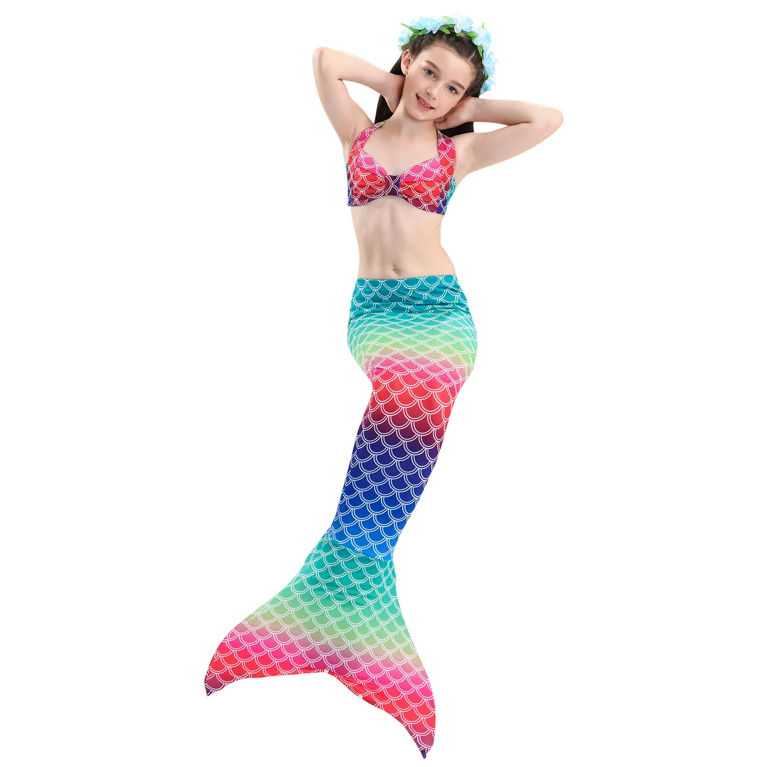 Костюм бикини с хвостом русалки для мальчиков и девочек 3 шт./компл. C39513CH|Костюмы