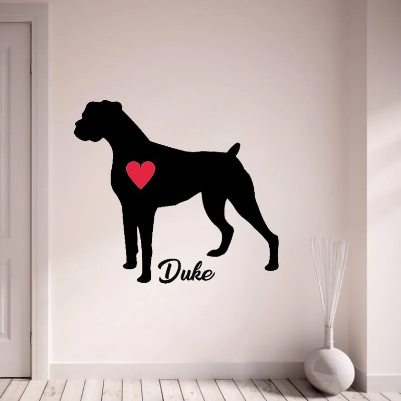 Наклейка с именем на заказ виниловые наклейки окна рисунком боксера собаки