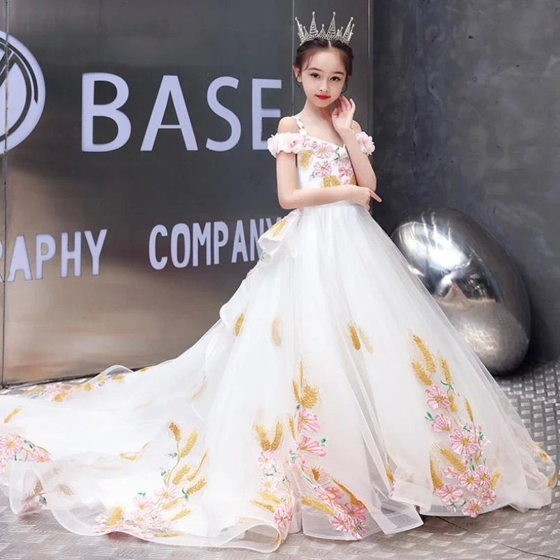 

Высококачественное детское платье, детское бальное платье принцессы для подиума, платье на день рождения и свадьбу для девочек, Y3209