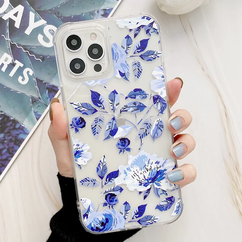 

Luxury 3D Flower Clear Phone Cases For iPhone 12 11 Pro Max XS Max XR X 7 8 Plus SE 2020 Soft Transparent Silicone Case Cover