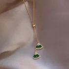 Лидер продаж, Веерообразное геометрическое ожерелье с зеленым цирконом, элегантное вечернее женское ювелирное изделие
