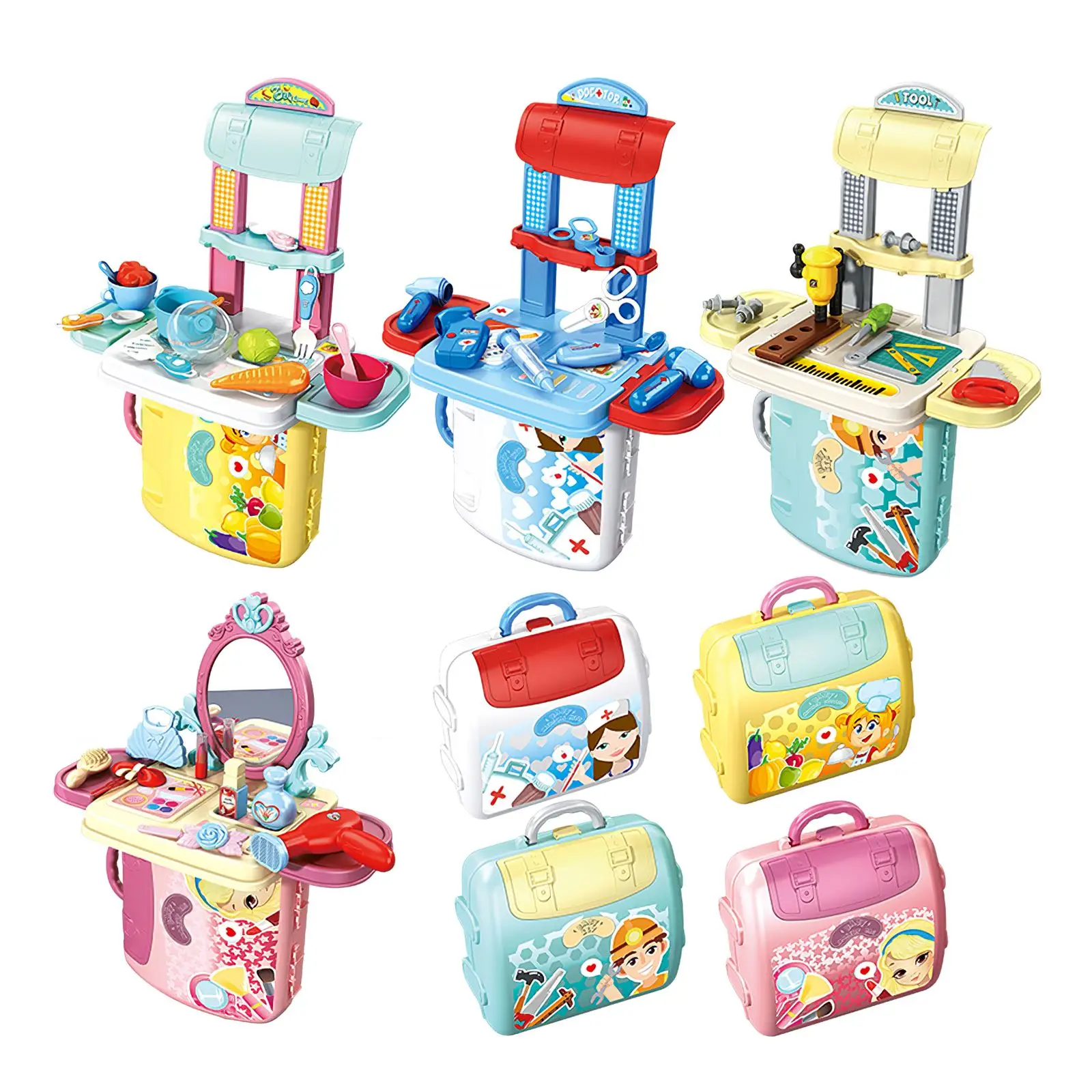 

Playhouse Toys Educational Children Tool Backpack Toy Kids Tool Playset With Screwdriver Saw Screw Nail Wrench Tools Baby Gift