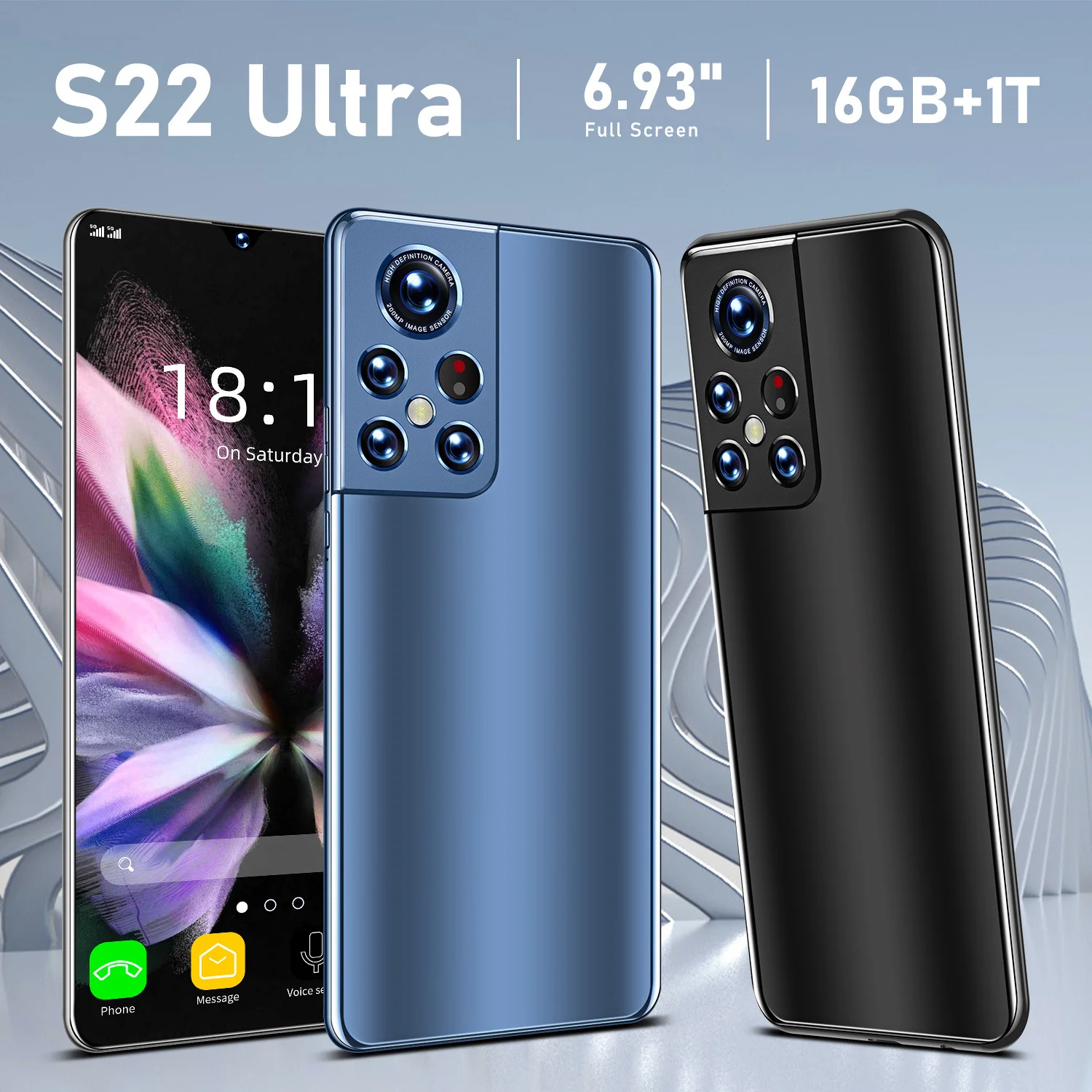 

GIobal Version Original S22 Ultra Smartphone 16GB+1TB Android Snapdragon 888 5G Unlocked Movil Cellphones Mbile Phones Celular