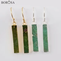 borosa goldsilver plated natural australian jades drop earrings rectangle natural chrysoprases dangle earrings for women g1922