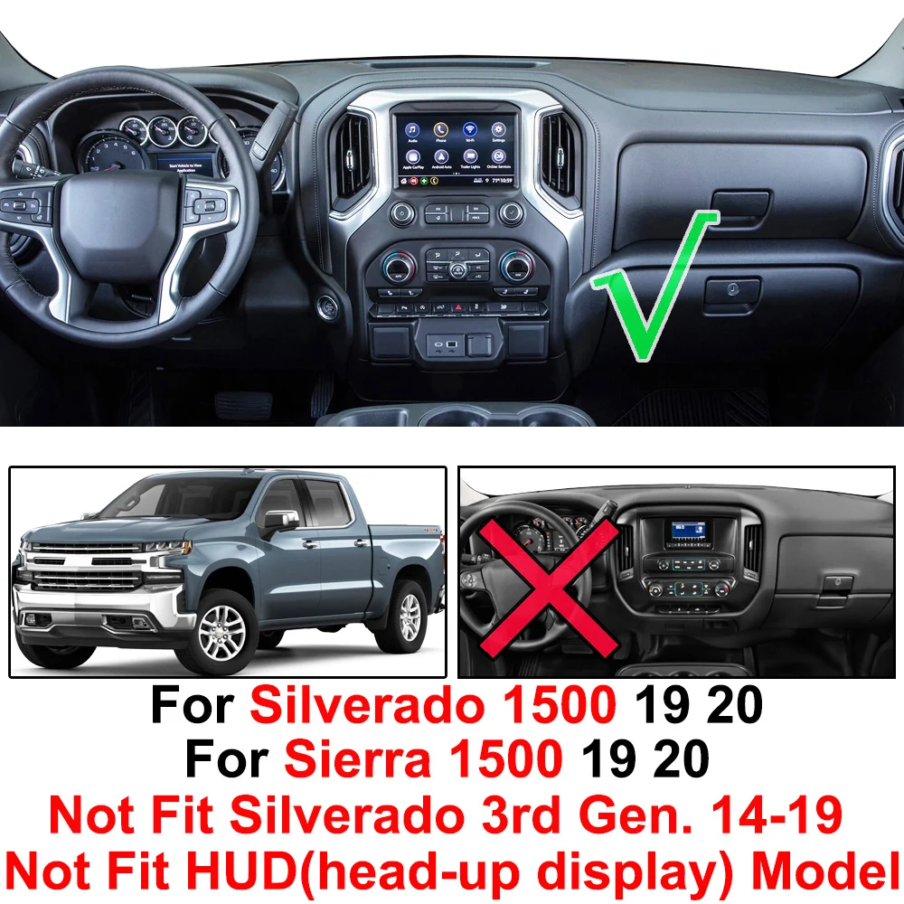 Коврик для приборной панели Chevrolet Silverado 1500 2500 3500 GMC Sierra SLE SLT Denali 2019 2020 | Автомобили и