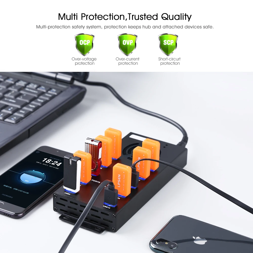 Sipolar USB 10 портовый концентратор 2 0 зарядное устройство с адаптером питания 12 В А