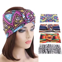 new fashion african print stretch cotton headband for women elastic turban head scarf ladies bandage head wrap hair accessories
