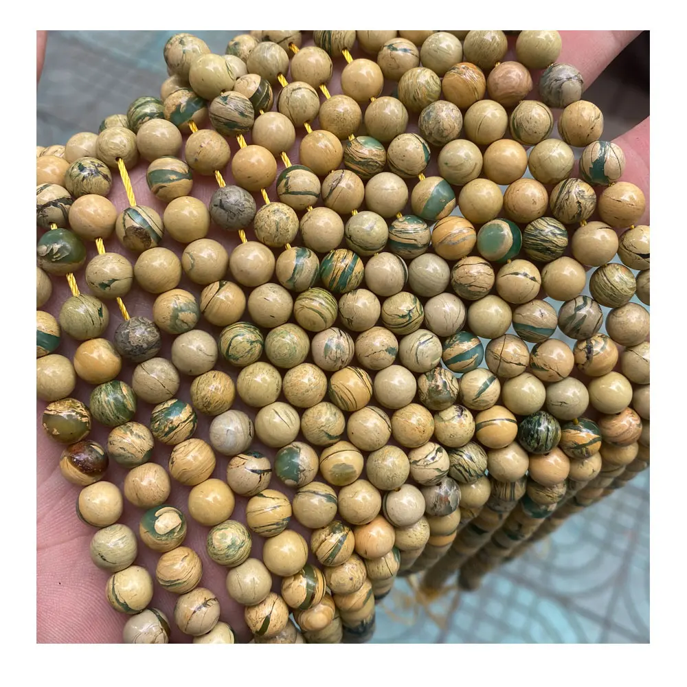 

Natural Gem Stone Beads 6mm 8mm 10mm Green Dragon Vein Beads Round Loose Gemstone Beads For Jewelry Making Bracelet Necklace