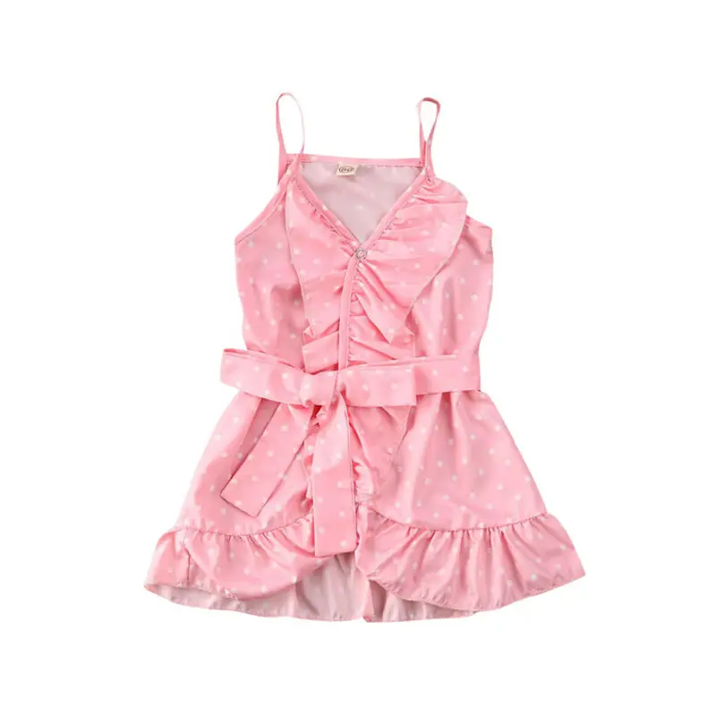 2020 Baby Summer Clothing Toddler Girl Kid Clothes Sling Polka Dot Dress Strap Ruffled Outfit Gown | Детская одежда и обувь