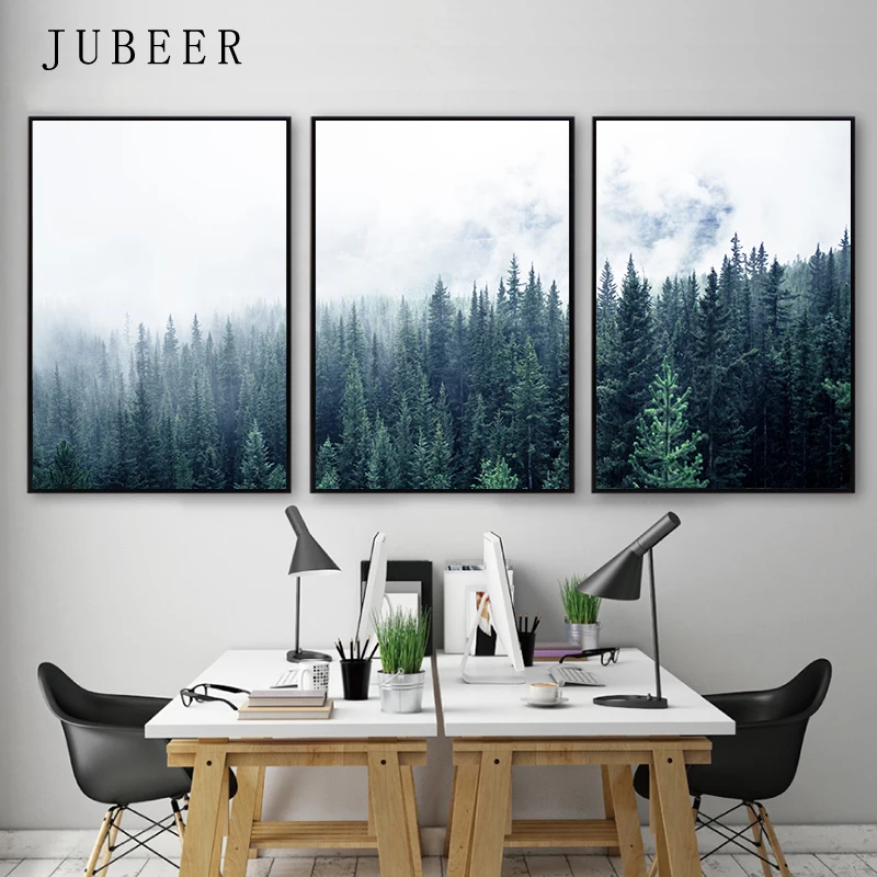 Скандинавский стиль Пейзаж Плакат Современные настенные картины лес для