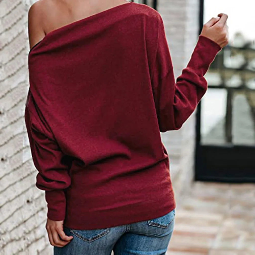 Модный и стильный дизайн Женская однотонная толстовка с длинными рукавами