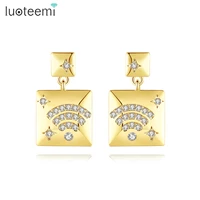 luoteemi square drop earrings for women wifi signal pattern tiny cubic zircon fashion jewelry dating birthday christmas gifts