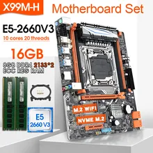 X99 DDR4 DIMM motherboard set with Xeon E5 2660 V3 LGA2011-3 CPU 2 * 8GB = 16GB PC4 RAM 2133MHz DDR4 memory REG ECC RAM nvme m.2