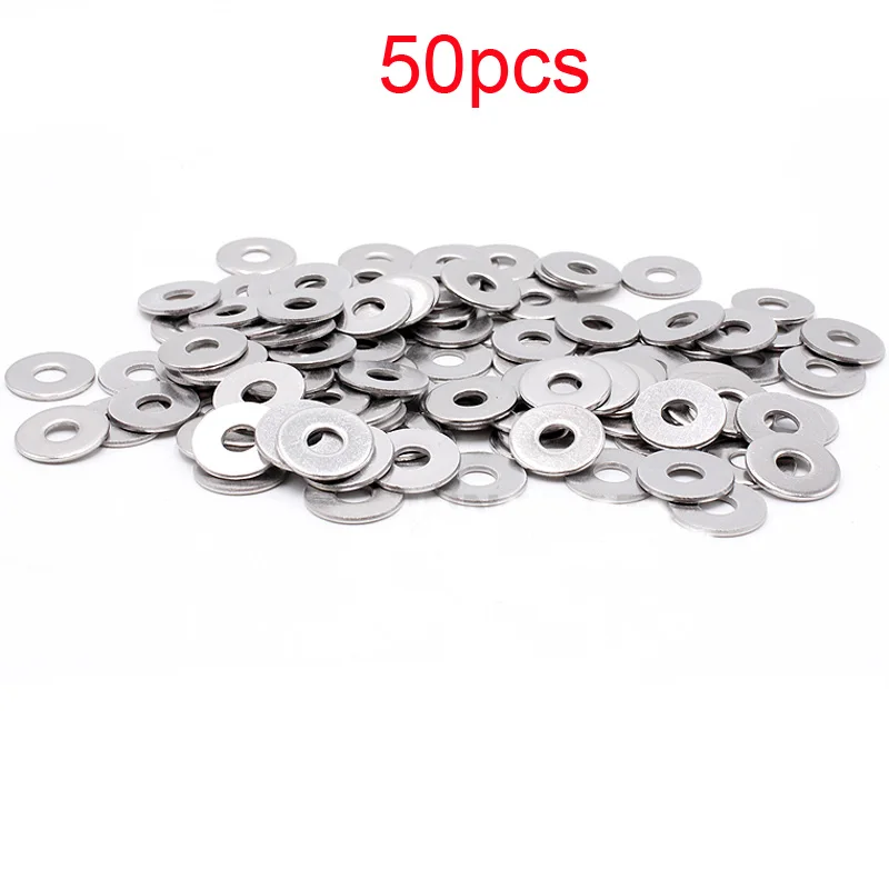 

50pcs Inner Dia 3mm/4mm/5mm/6mm Stainless Steel Flat Washer Plain Gasket Metal Spacer Screw Fixed Part for RC Model DIY Assembly