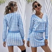 new 2021 autumn fashion long sleeve bottomed sweater two piece skirt set womens two piece set