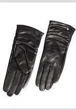 black warm linling High Quality Fashion Women Gloves Genuine Leather Gloves Short Design Touch Screen Female Autumn Winter Warm Gloves Mittens - Цвет: black warm linling