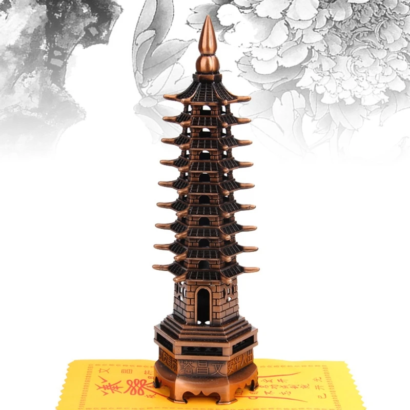 Feng Shui 9 уровней сплав 3D модель китайский Wenchang башня пагода ремесла статуя сувенир