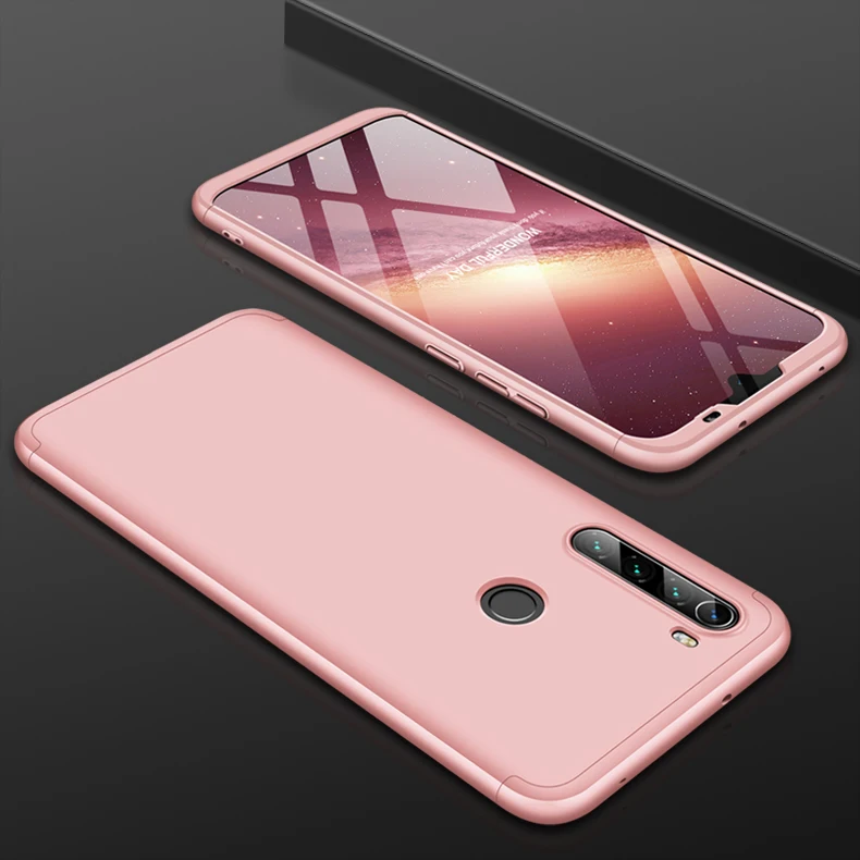 Чехол GKK для Xiaomi Redmi Note 8 Pro 8T чехол 360 полная защита тонкий защитный жесткий матовый чехол для Redmi Note 8 Pro Чехол - Цвет: Rose Gold