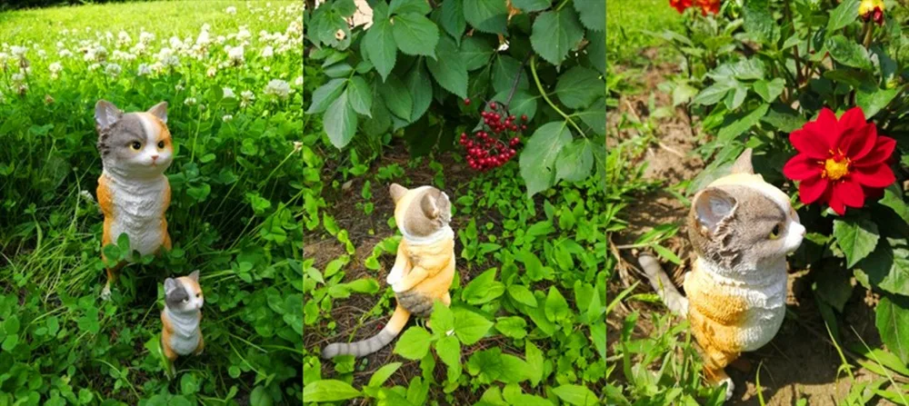 Смола милый кот сад украшения открытый Европейский Стиль Маленькая кукла миниатюрные скульптуры животных