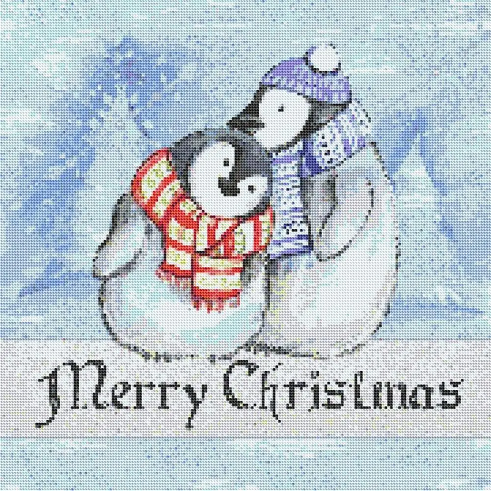 Картина с бриллиантами полная дрель волк 5D вышивка пингвин рождественские