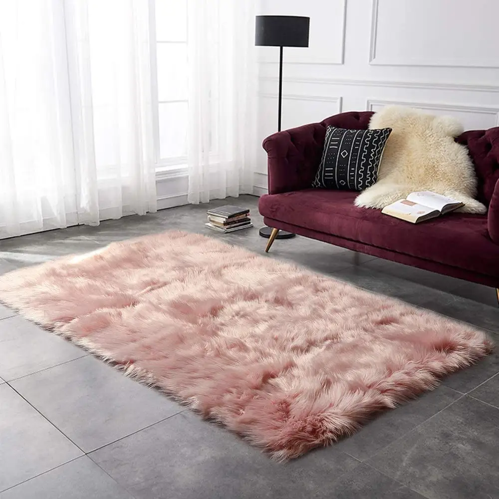 

Super Soft Fluffy Bedroom Rug Luxurious Plush Faux Fur Sheepskin Area Rug Living Room Carpet Home Decor Kids Girls Shaggy Carpet