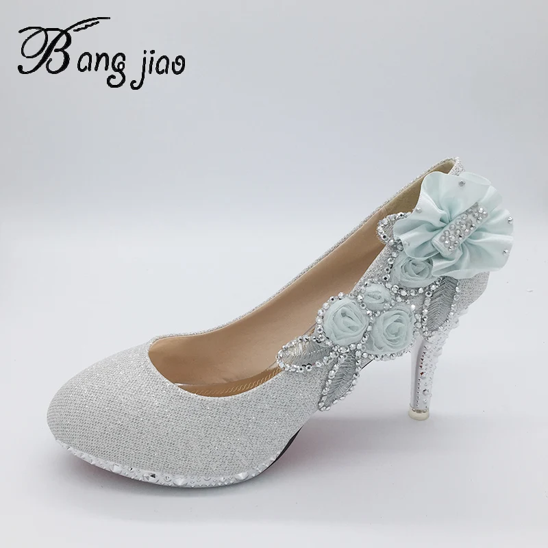 

Flower Pumps New Womens Wedding Shoes Bride High heels Crystal Platform Shoes For Woman Ladies Party Dress Shoes tacones mujer