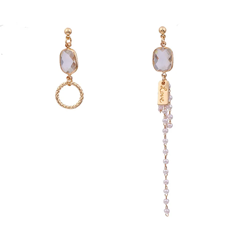 

2020 Sweet Transprent Crystal Pearl Chain Drop Earrings for Women Fashion Tassel Pendientes Jewelry Clip Earrings for Girl Gift