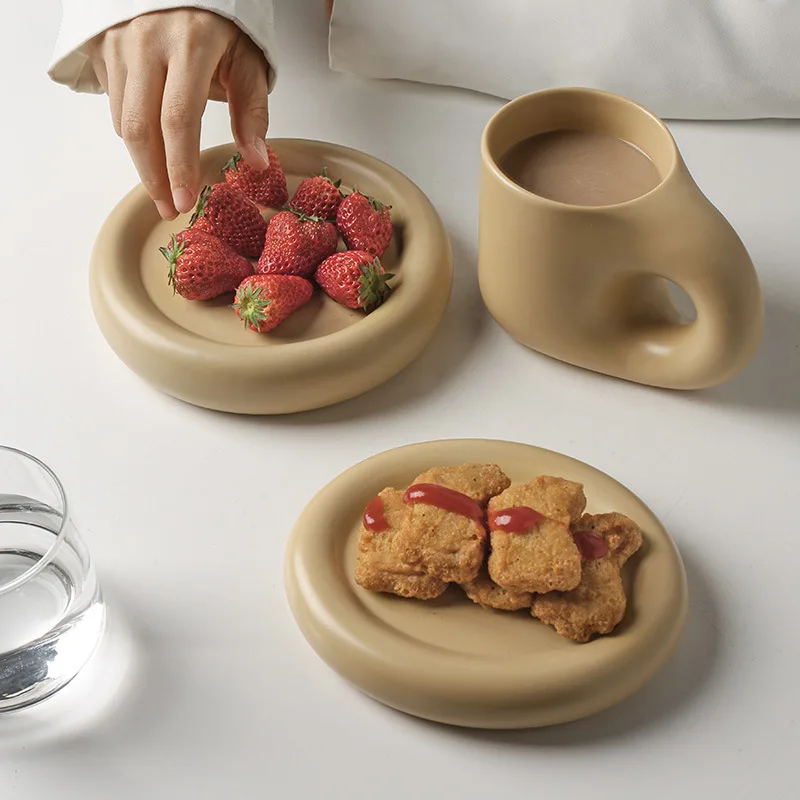 

European Ceramic Coffee Cup Dessert Plate Home Breakfast Milk Cup Salad Western Food Plate Turkish Coffee Cups Kitchen Utensils