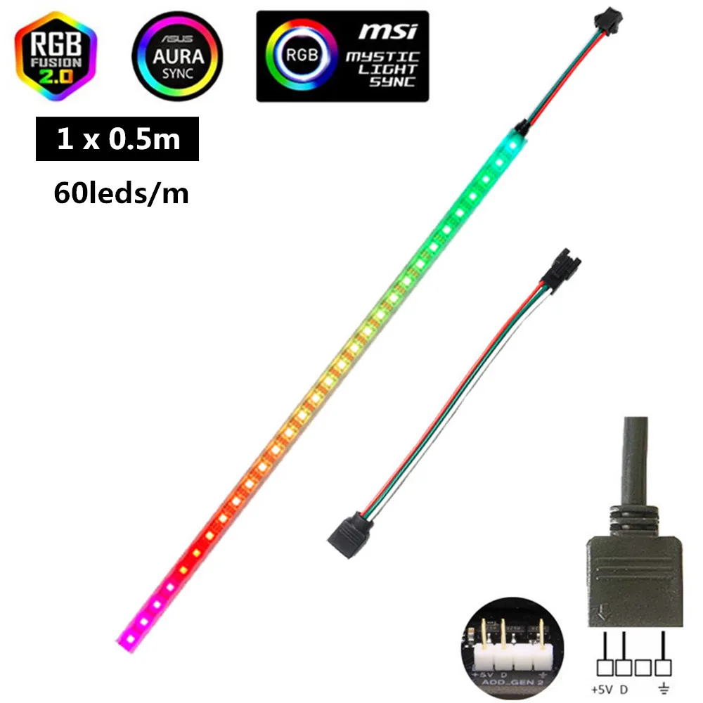 

HERULED RGB адресная светодиодная лента 5В для компьютера