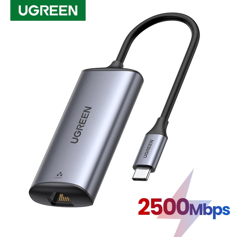 Ethernet-адаптер Ugreen 2500 Мбит/с сетевая карта USB C 2 5 Gigabit Type до Lan RJ45 для MacBook iPad Pro USB-C Ethernet