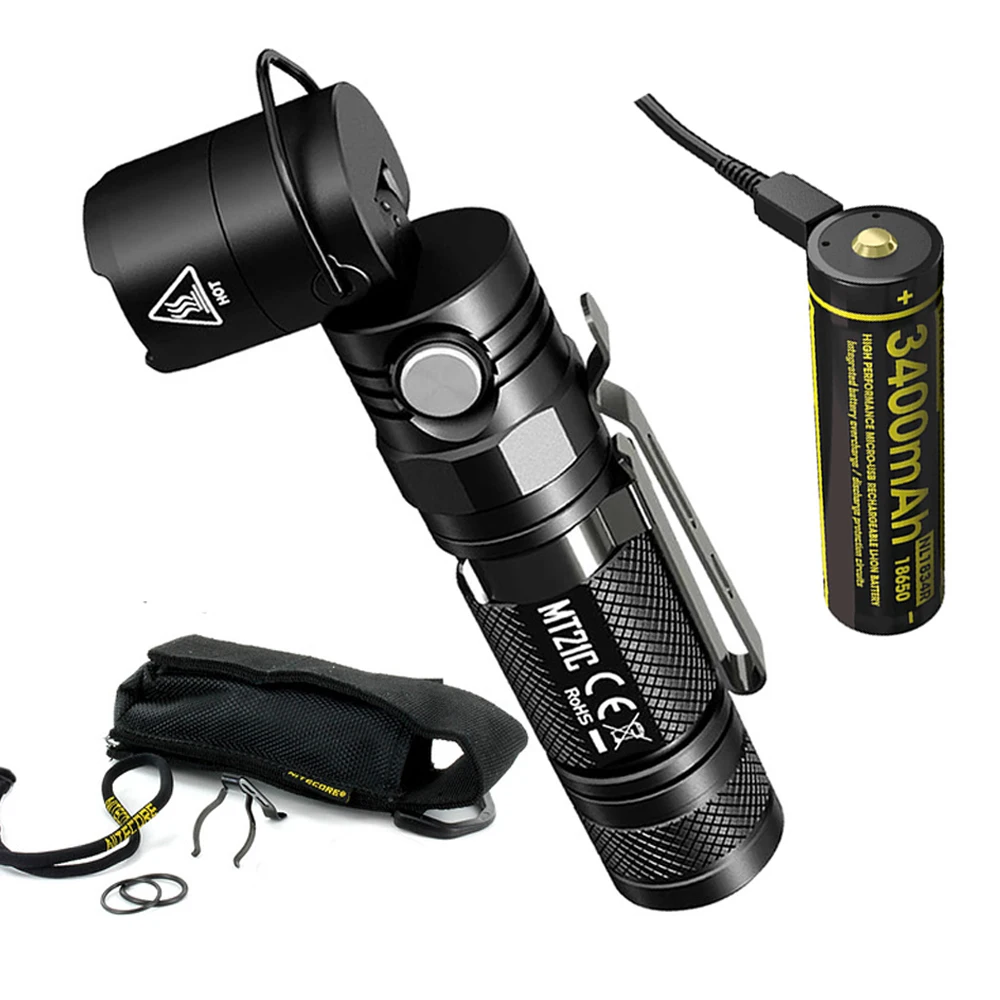 NITECORE MT21C тактический фонарик HD V6 max 1000 люмен 184 м регулируемый на 90 градусов для