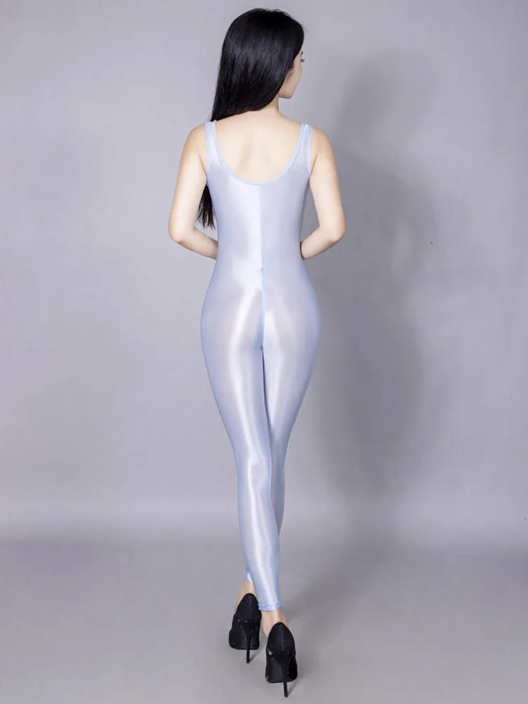 Женские сексуальные глянцевые шелковистые прозрачные комбинезоны боди
