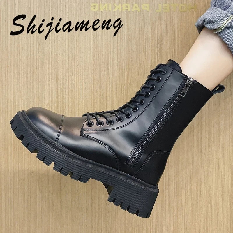 

Autumn 2021 new show foot little Martin boots women's British style thick soled leather shoes college versatile muffin boots