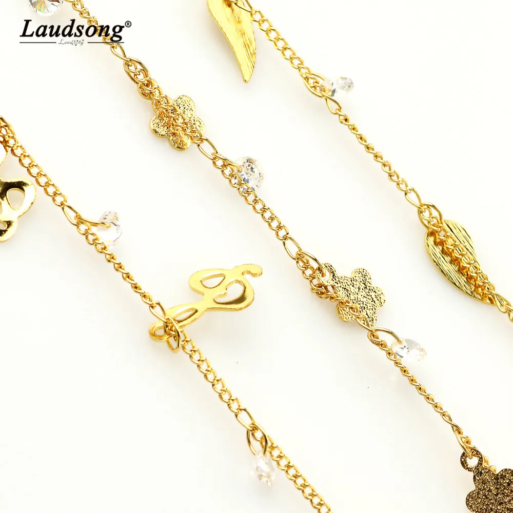 

1M Golden Flower/Leaf/Note Shape Pendant Chain For DIY Fashion Bracelet Necklace Handmade Accessories Decorative Chain