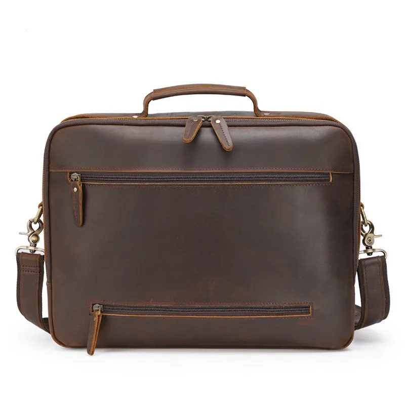New retro leather briefcase men's leather handbag 15.6-inch laptop bag natural leather diagonal bag