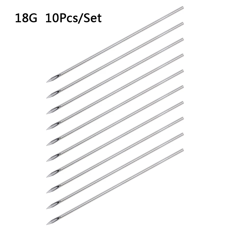 10pcs/set 12g/14g/16g/18g/20g Disposable Tattoo Piercing Needles For Navel Nipple Ear Nose Lip Tattoo Piercing Needles Kit Tool