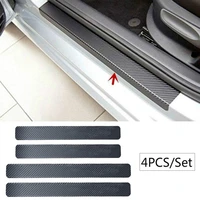 4pcsset 3d carbon fiber car door plate sill scuff cover panel sticker black
