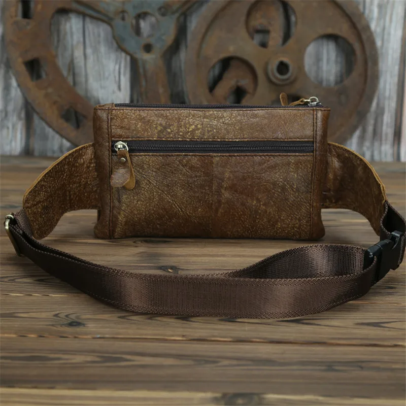 Fashion Quality Genuine Leather Waist Bag Men Waist Pack Crossbody Bag Fanny Pack Belt Bag Men Zipper Chest Bag For Phone Pouch