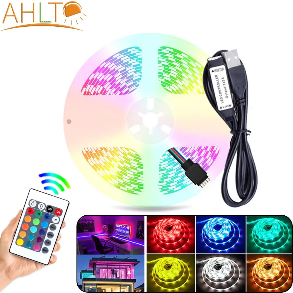 

Светодиодные ленты для украшения, 5 В, 2835, USB, 24 ИК контроллера, настенная лампа для фестиваля вечерние, спальни, RGB подсветильник