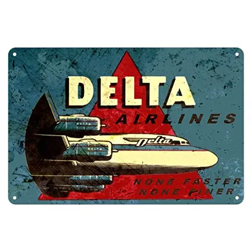 

Delta Airlines Logo Jet Airplane Plane Retro Vintage Wall Decor Metal Tin Sign 8 x 12 inches