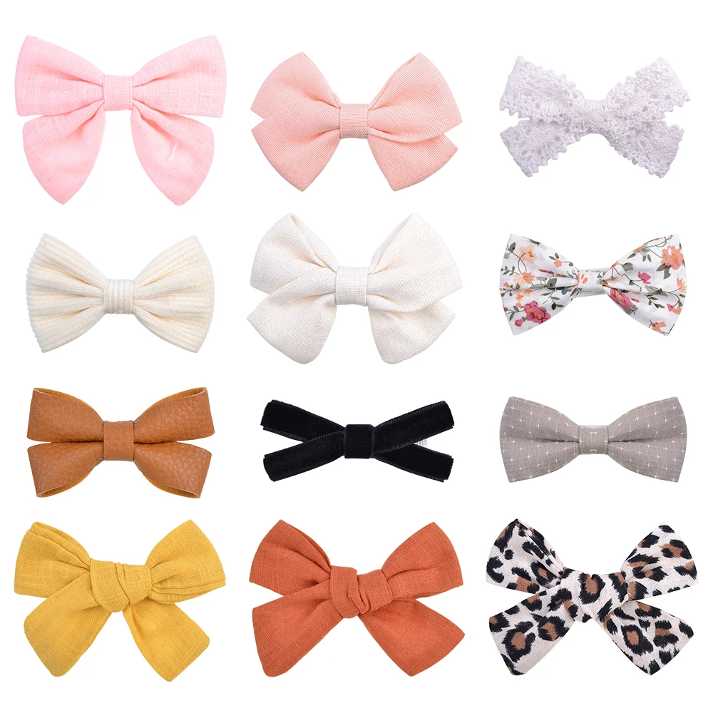 

2 шт./лот однотонные банты для волос, хлопковая заколка для волос ручной работы, заколка для волос для милых девочек, Повседневные Головные у...