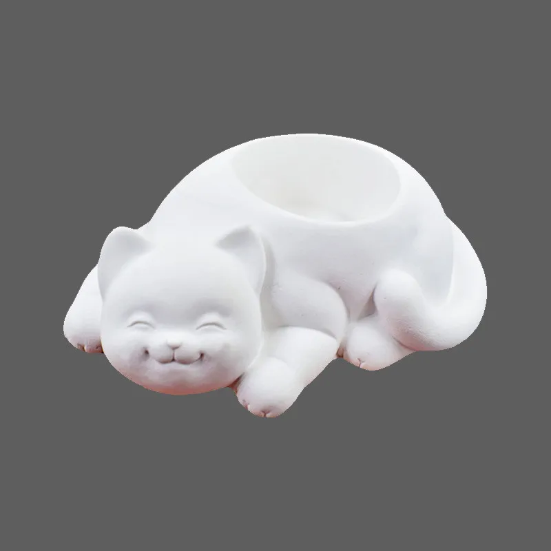 

Cute Cat Cement Flower Pot Molds Concrete Succulent Flower DIY Molds Candle Holder Mould Resin Craft Plaster Clay Casting Tools