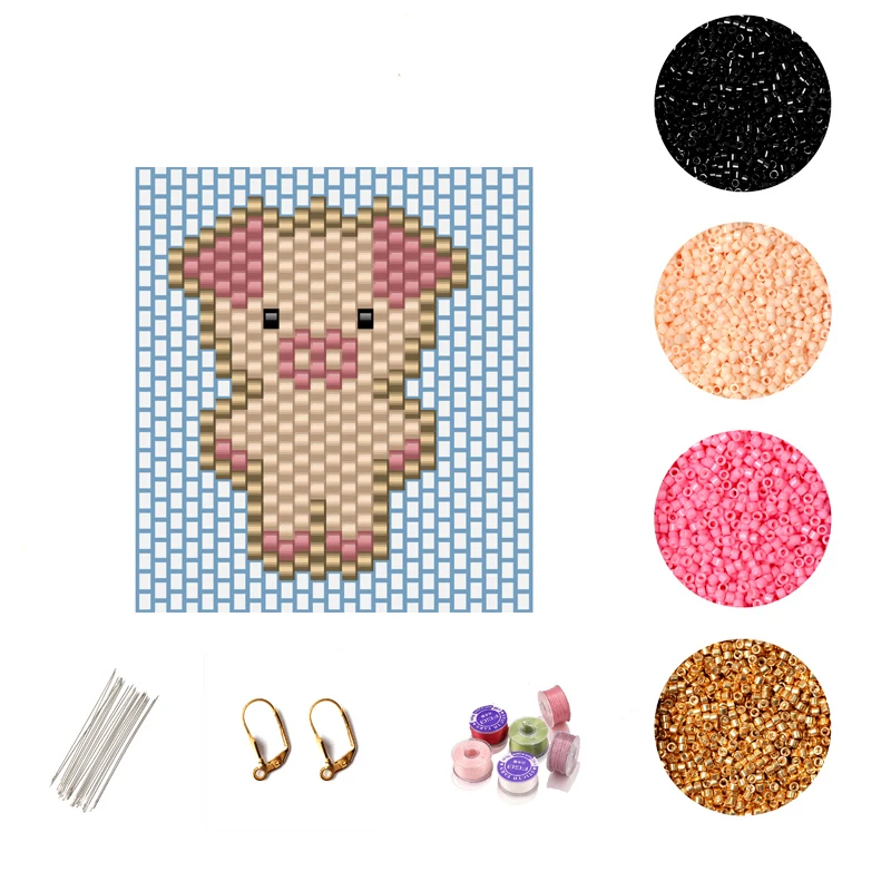 

FAIRYWOO Pig Drop Earring Miyuki DIY Accessories Pink Jewelry Making Kit For Girls Sweet Gifts Cute Animals Earring Wholesale