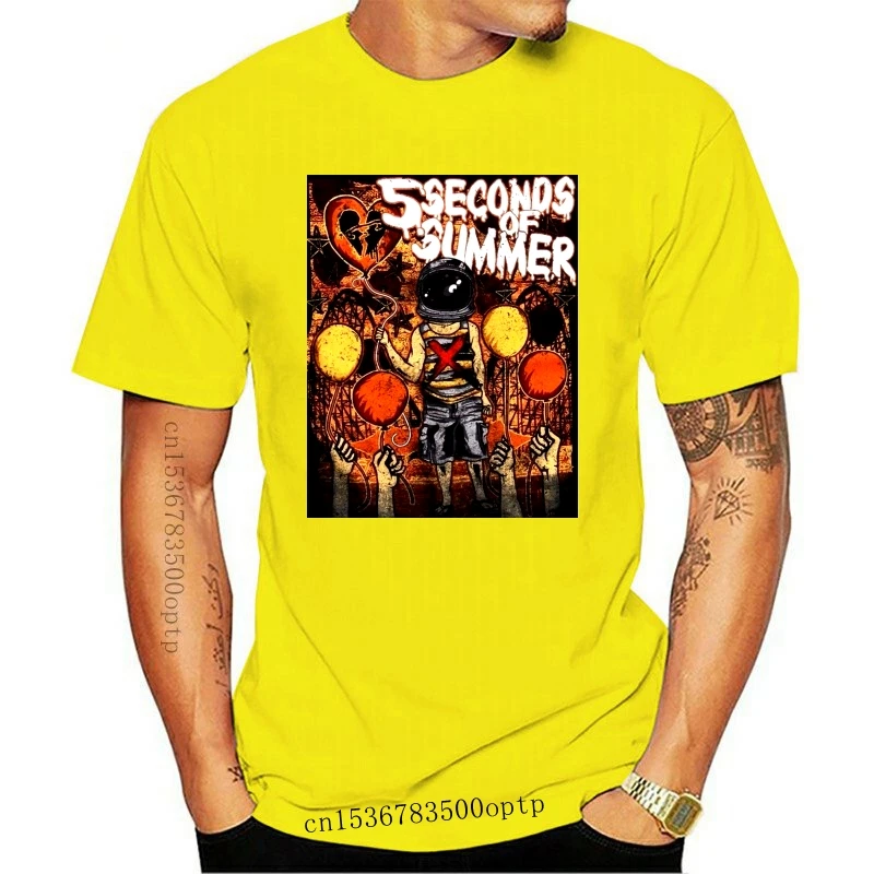 

New Cool T Shirt Designs Short Sleeve Crew Neck 5Sos 5 Seconds Of Summer Astronaut Kid Summer Mens Tee Shirt
