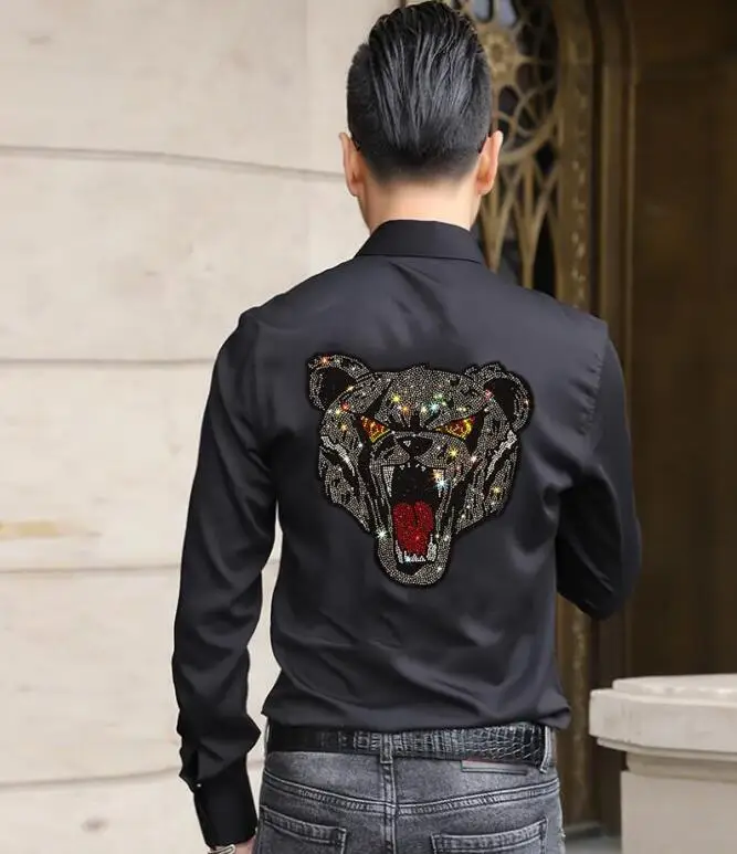 

Men Rhinestone Casual Shirt 2021 Tops Men clothing Hot drill Mens Shirt new fashion shirt