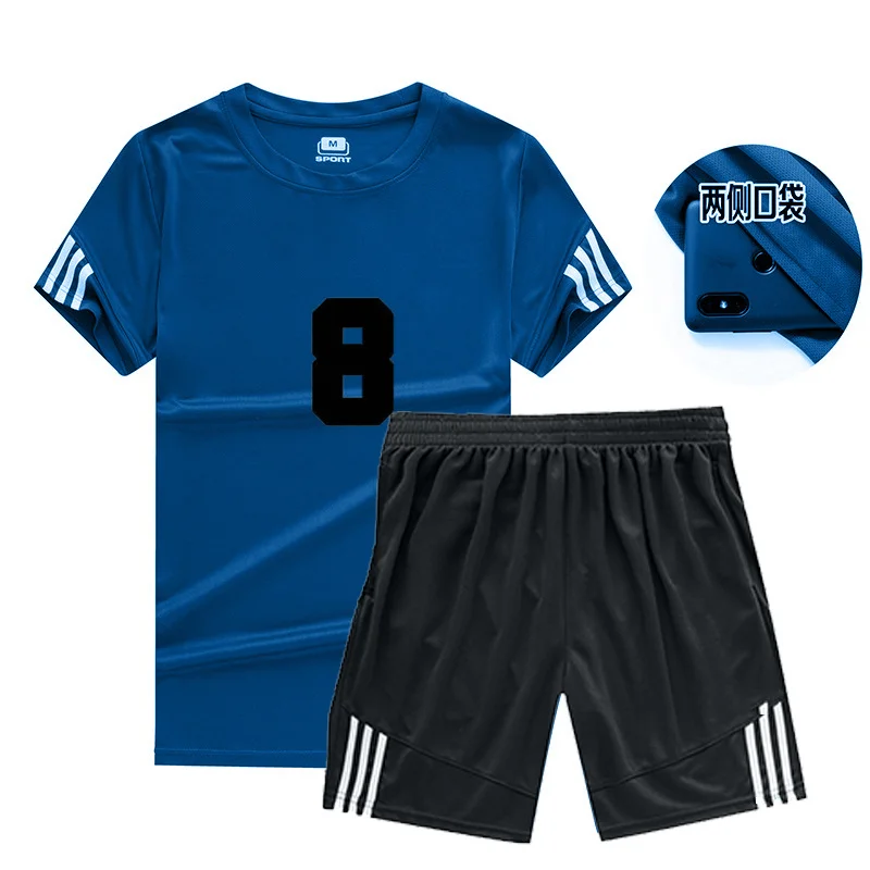 

2021 men's casual fashion 2-piece sportswear striped T-shirt shorts suit men's summer sportswear track suit basketball uniform
