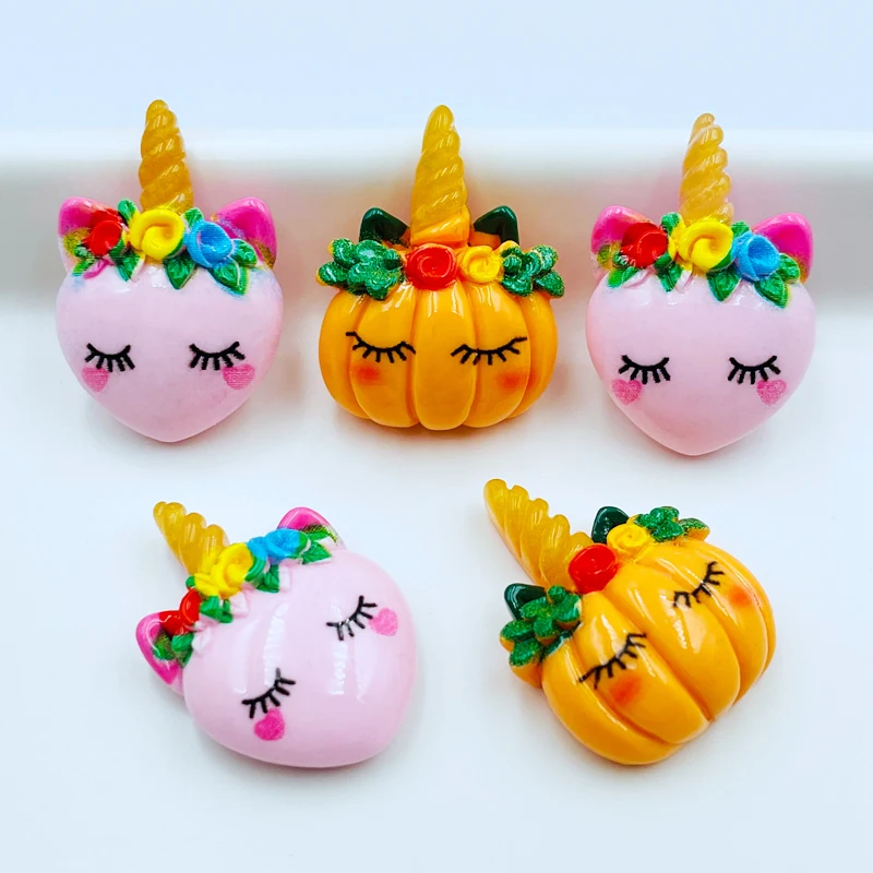 10 шт. новые милые полимерные мини Мультяшные тыквы Единорог кавайная плоская