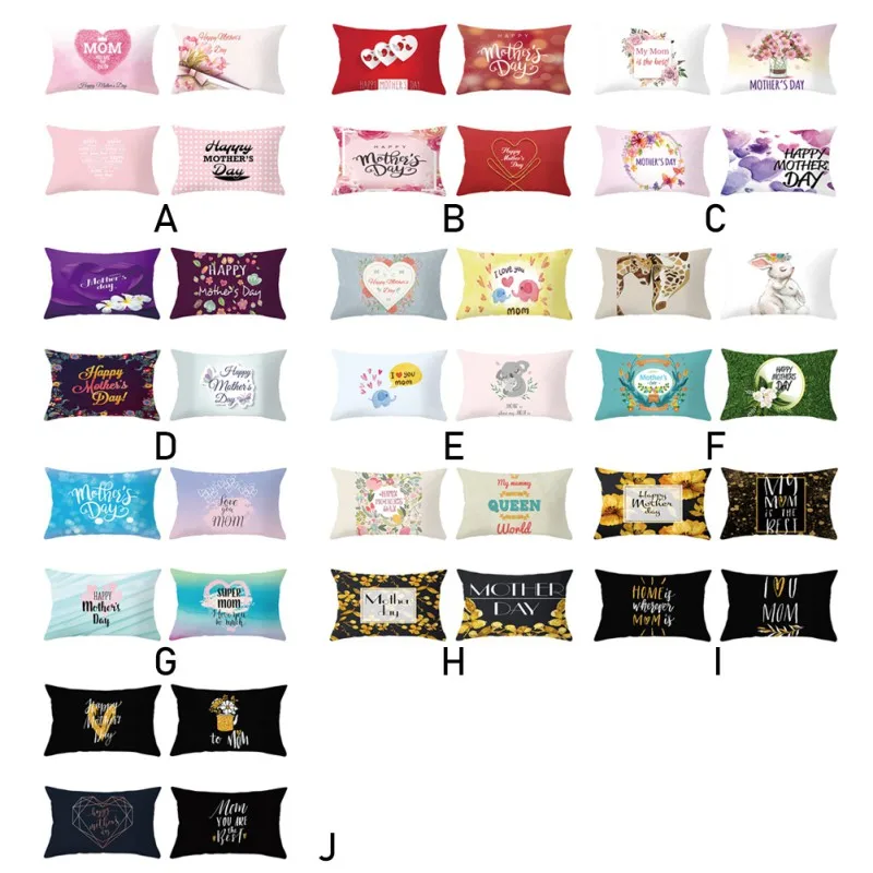 

Set of 4 Mothers Day Gift Lumbar Pillowcase for Sofa Couch Bedroom and Car, Bright Color Suitable for Decoration ^